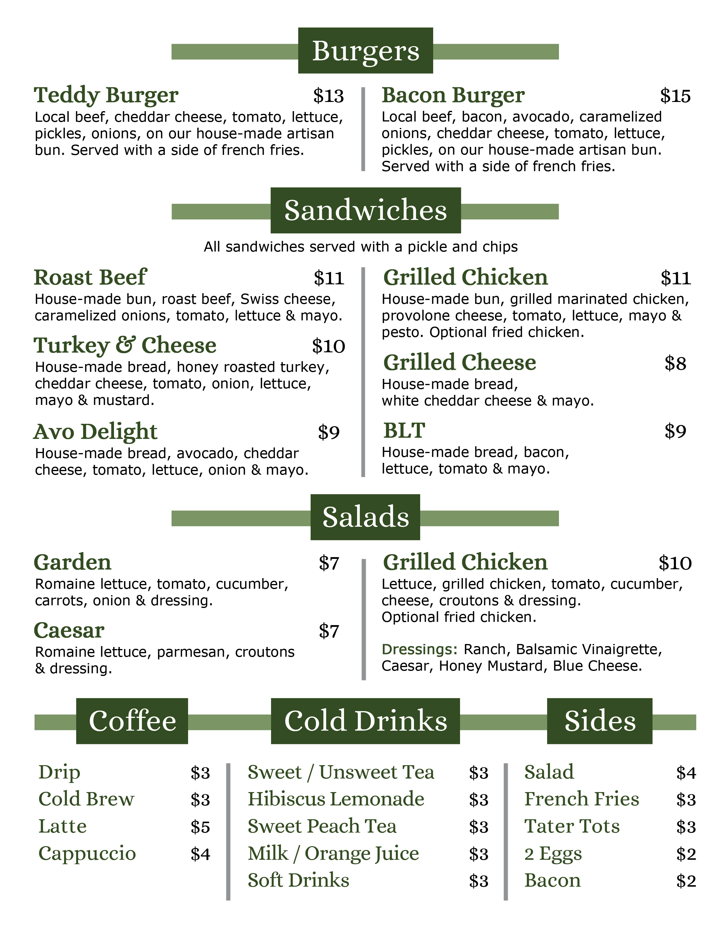 Heritage Table Menu Page 1